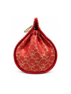 jashn edit red & gold floral embroidered brocade potli 5