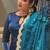 R blue silk blend readymade anarkali suit with embroidery & sequence work