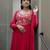 Pink silk blend readymade anarkali suit with embroidery & sequence work