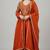 Rust roman readymade anarkali suit with embroidery & lace border work