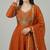 Rust roman readymade anarkali suit with embroidery & lace border work