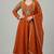 Rust roman readymade anarkali suit with embroidery & lace border work
