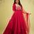 Red silk blend readymade anarkali suit with embroidery & sequence work