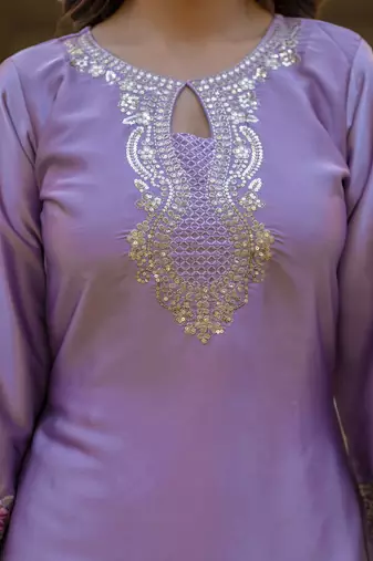 Women's Beautiful Embroidery Work Satin Fabric Straight Kurta Patiala and Dupatta Set