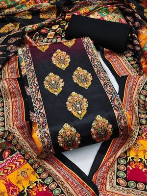 women black printed geometric dress material 1