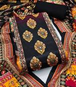 women black printed geometric dress material