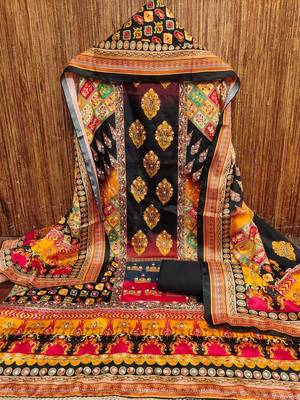 women black printed geometric dress material 3