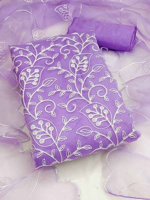 Floral Embroidered Unstitched Dress Material 2