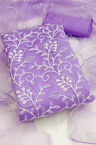 Floral Embroidered Unstitched Dress Material