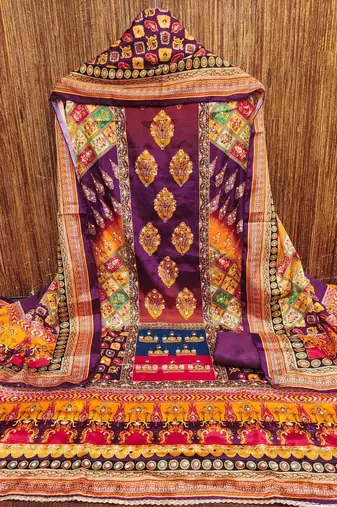 Women Purple Printed Geometric Dress Material
