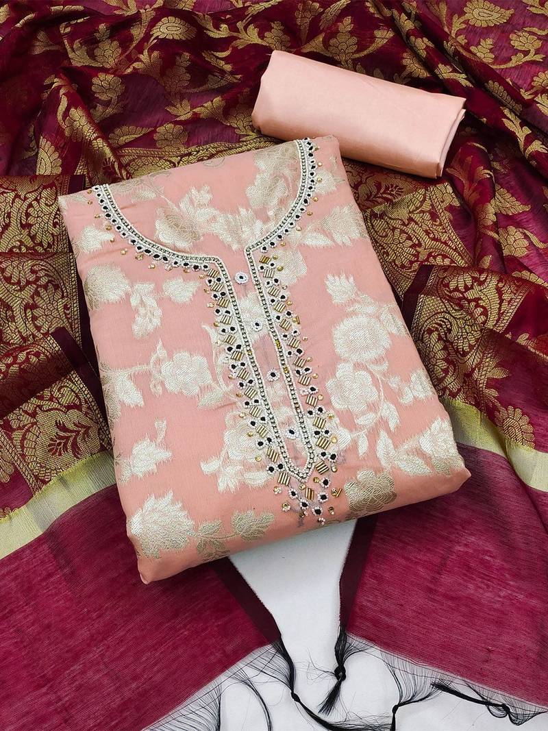 Woven Design Unstitched Dress Material