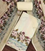 Printed Linen Semi-Stitched Dress Material