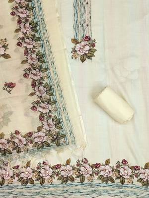 Printed Linen Semi-Stitched Dress Material 2