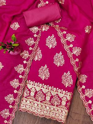 Floral Embroidered Unstitched Dress Material 3