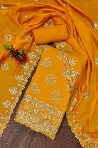 Floral Embroidered Unstitched Dress Material
