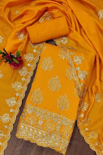 Floral Embroidered Unstitched Dress Material
