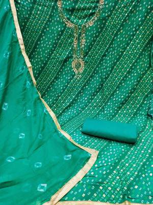women green embellished cotton blend dress material 3