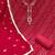 Cotton Blend Red Embellished Dress Material
