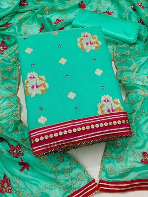 ethnic motifs woven design zari unstitched dress material 1