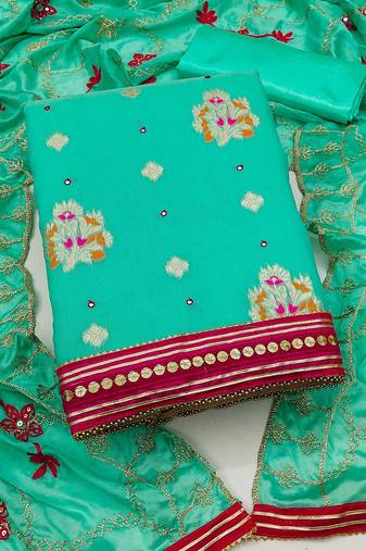 ethnic motifs woven design zari unstitched dress material