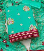 ethnic motifs woven design zari unstitched dress material
