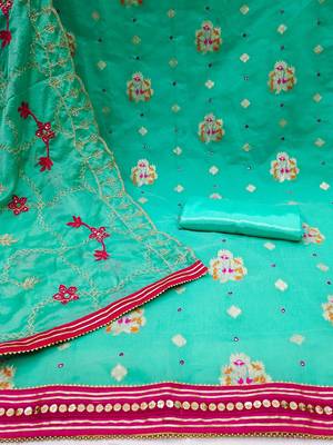 ethnic motifs woven design zari unstitched dress material 3