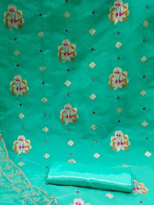 ethnic motifs woven design zari unstitched dress material 4