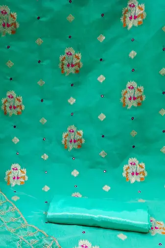 ethnic motifs woven design zari unstitched dress material