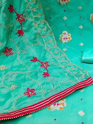 ethnic motifs woven design zari unstitched dress material 5