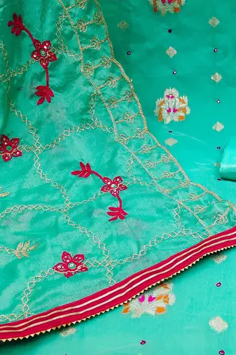 ethnic motifs woven design zari unstitched dress material