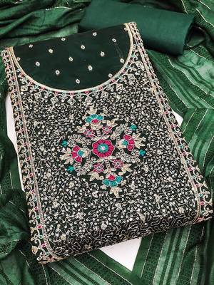 Bandhani Woven Design Thread Work Unstitched Dress Material 1