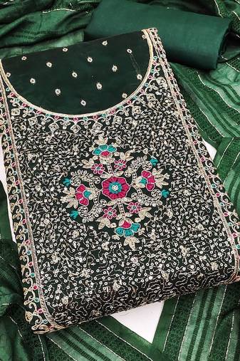 Bandhani Woven Design Thread Work Unstitched Dress Material