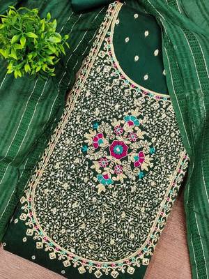 Bandhani Woven Design Thread Work Unstitched Dress Material 2