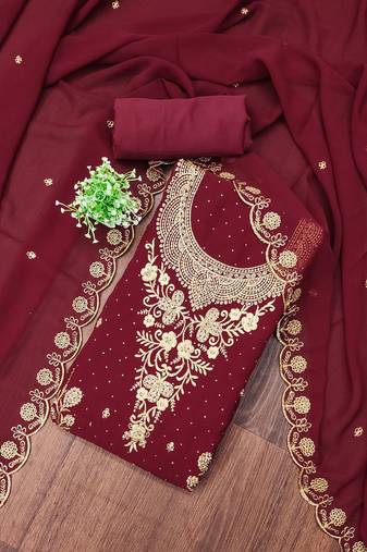 Embroidered Unstitched Dress Material