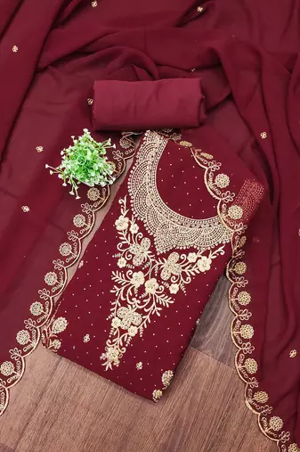 embroidered unstitched dress material