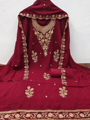 embroidered unstitched dress material 2