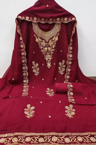embroidered unstitched dress material