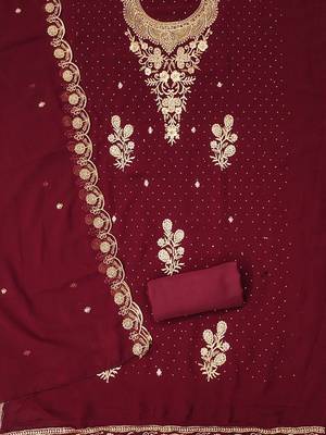embroidered unstitched dress material 3