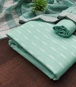 women sea green woven design geometric dress material