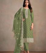 Pista green Heavy Organza Fabric Embroidery Sequence Work salwar suit collection un stitched