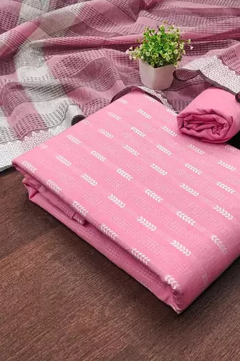 women pink woven design geometric dress material