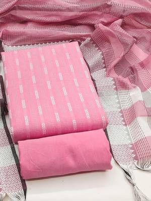 women pink woven design geometric dress material 2