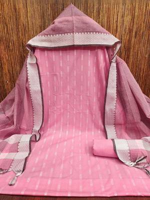 women pink woven design geometric dress material 3