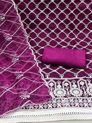 embroidered organza unstitched dress material 2