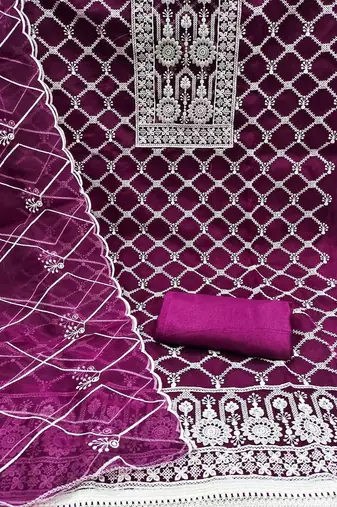 embroidered organza unstitched dress material