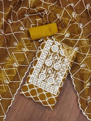 embroidered organza unstitched dress material 1