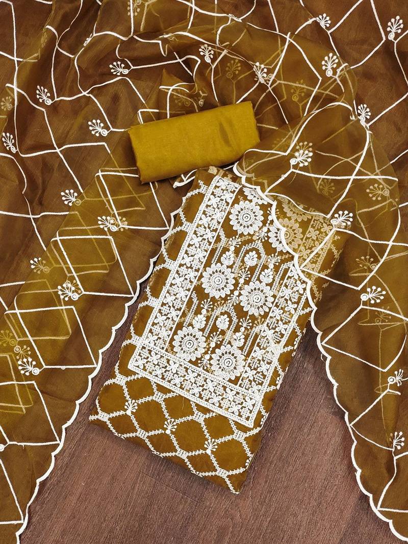 Embroidered Organza Unstitched Dress Material