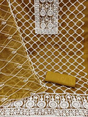 embroidered organza unstitched dress material 4