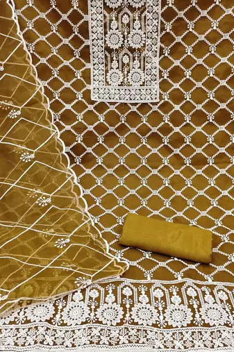embroidered organza unstitched dress material