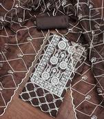 Floral Embroidered Thread Work Organza Unstitched Dress Material